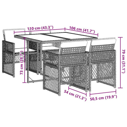 Garden Dining Set Black, Cream White