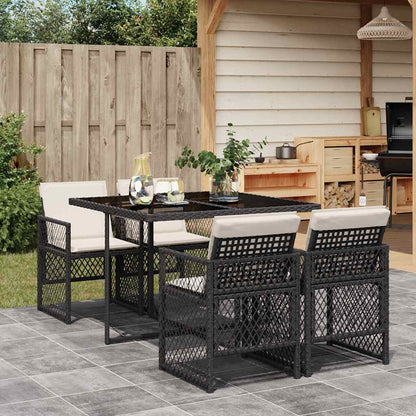 Garden Dining Set Black, Cream White