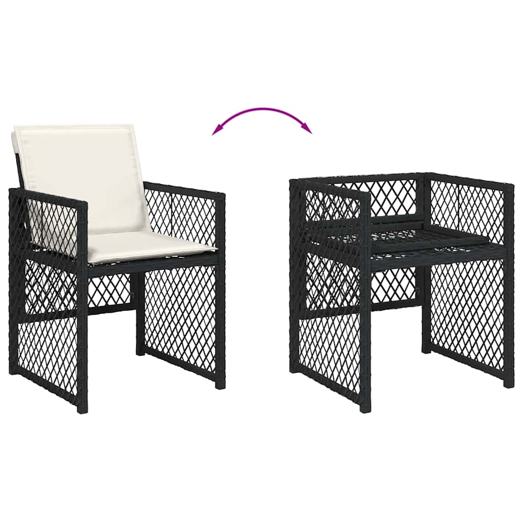 Garden Dining Set Black, Cream White