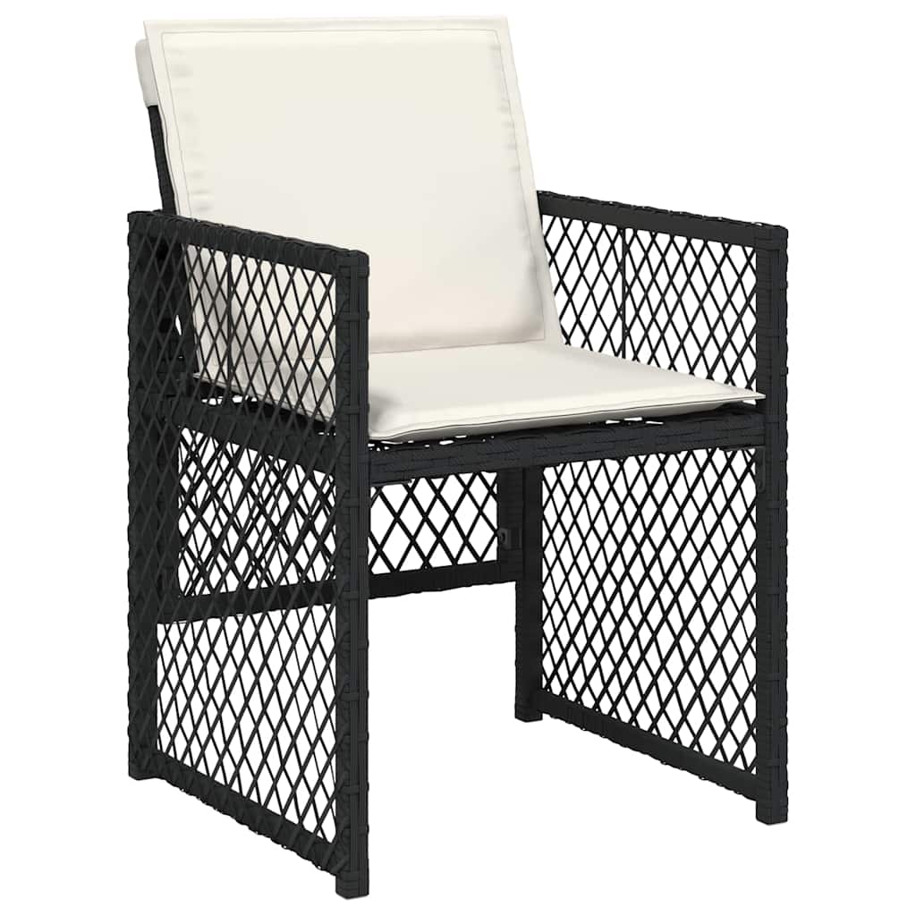 Garden Dining Set Black, Cream White Poly Rattan Medium Foldable