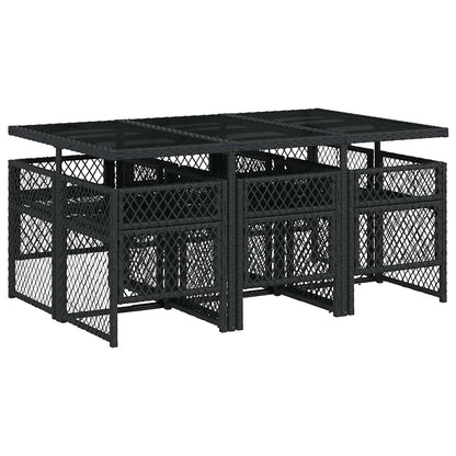 Garden Dining Set Black, Cream White Poly Rattan Medium Foldable
