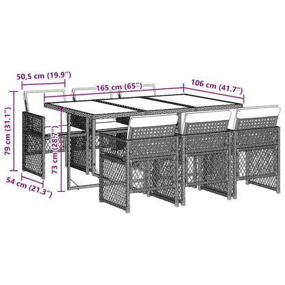 Garden Dining Set Black, Cream White Poly Rattan Medium Foldable