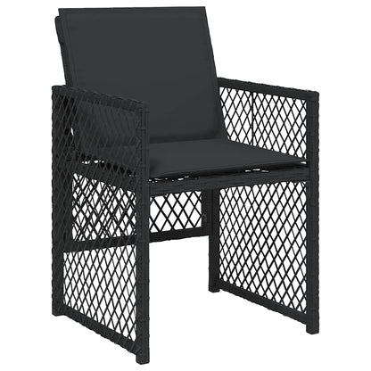 7 Piece Garden Dining Set with Cushions Black Poly Rattan