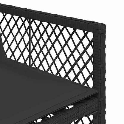 7 Piece Garden Dining Set with Cushions Black Poly Rattan