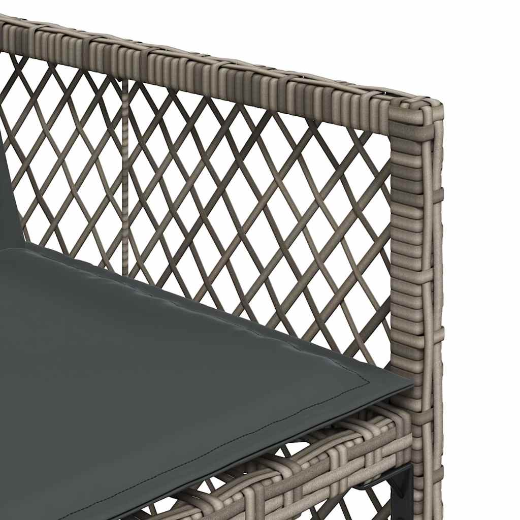 7 Piece Garden Dining Set with Cushions Grey Poly Rattan