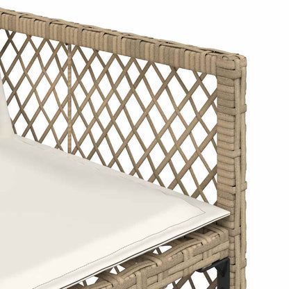 7 Piece Garden Dining Set with Cushions Beige Poly Rattan