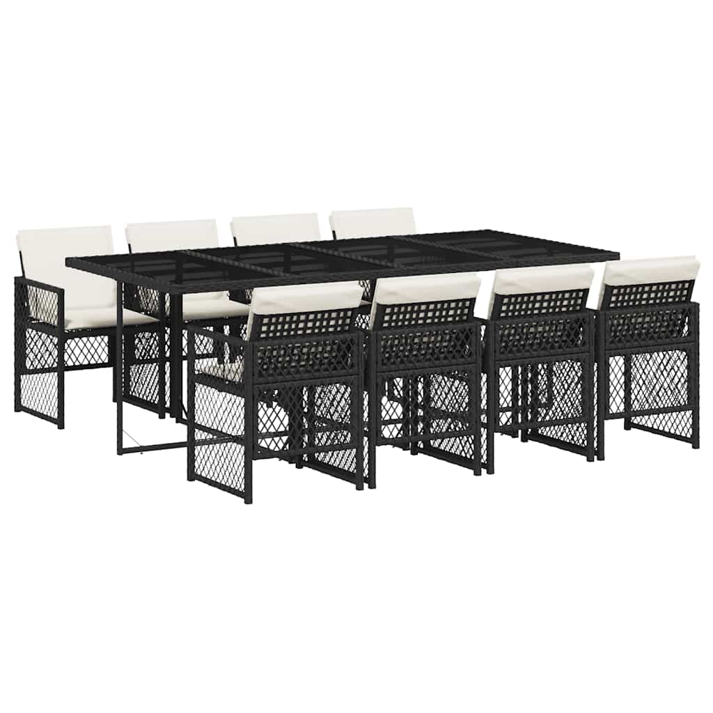 Garden Dining Set Black, Cream White
