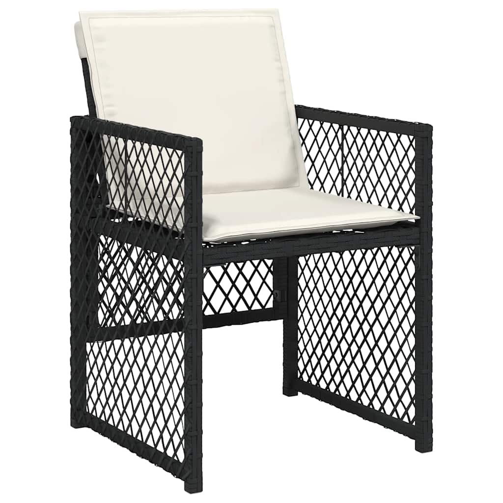 Garden Dining Set Black, Cream White