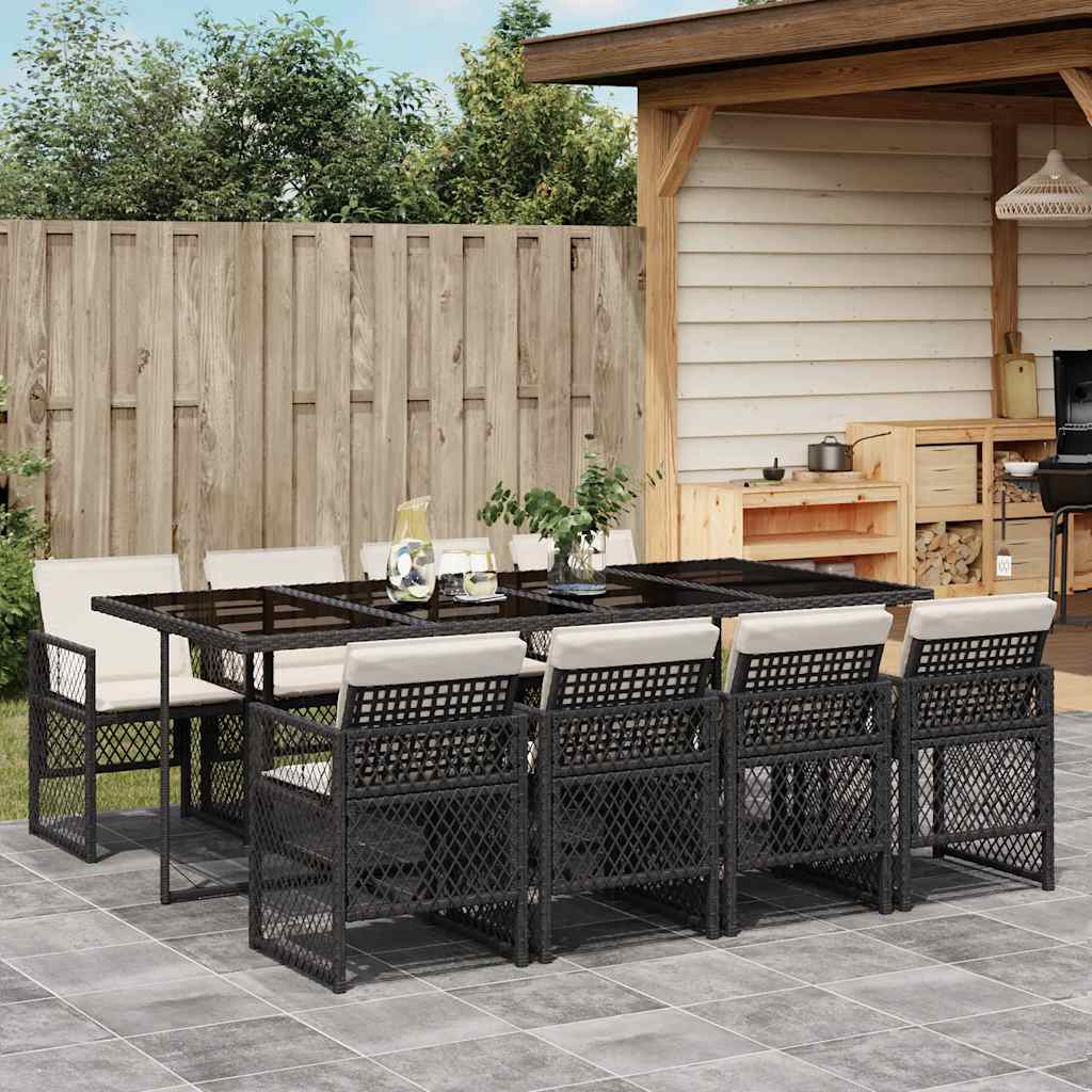Garden Dining Set Black, Cream White