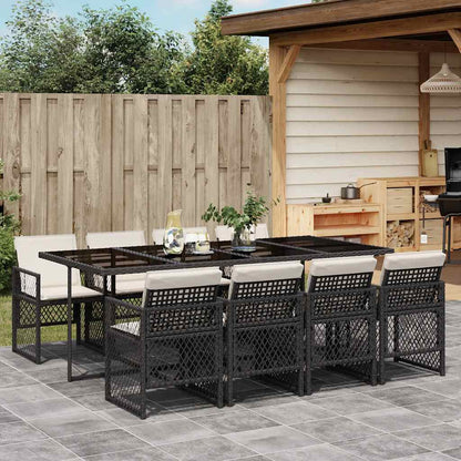Garden Dining Set Black, Cream White
