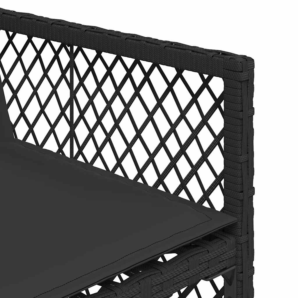9 Piece Garden Dining Set with Cushions Black Poly Rattan