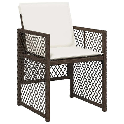 9 Piece Garden Dining Set with Cushions Brown Poly Rattan