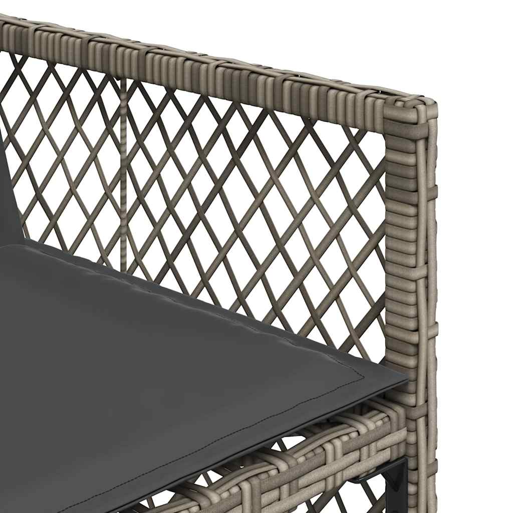 9 Piece Garden Dining Set with Cushions Grey Poly Rattan