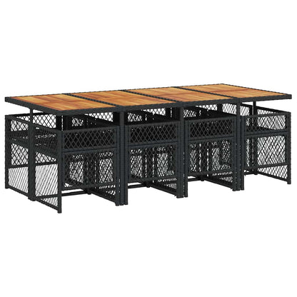 Garden Dining Set Black PE rattan Large Foldable