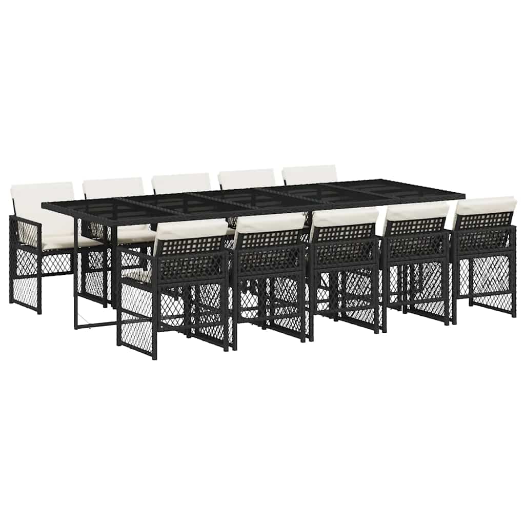Garden Dining Set Black, Cream White