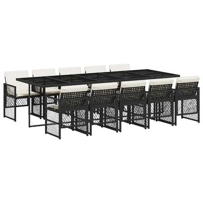 Garden Dining Set Black, Cream White