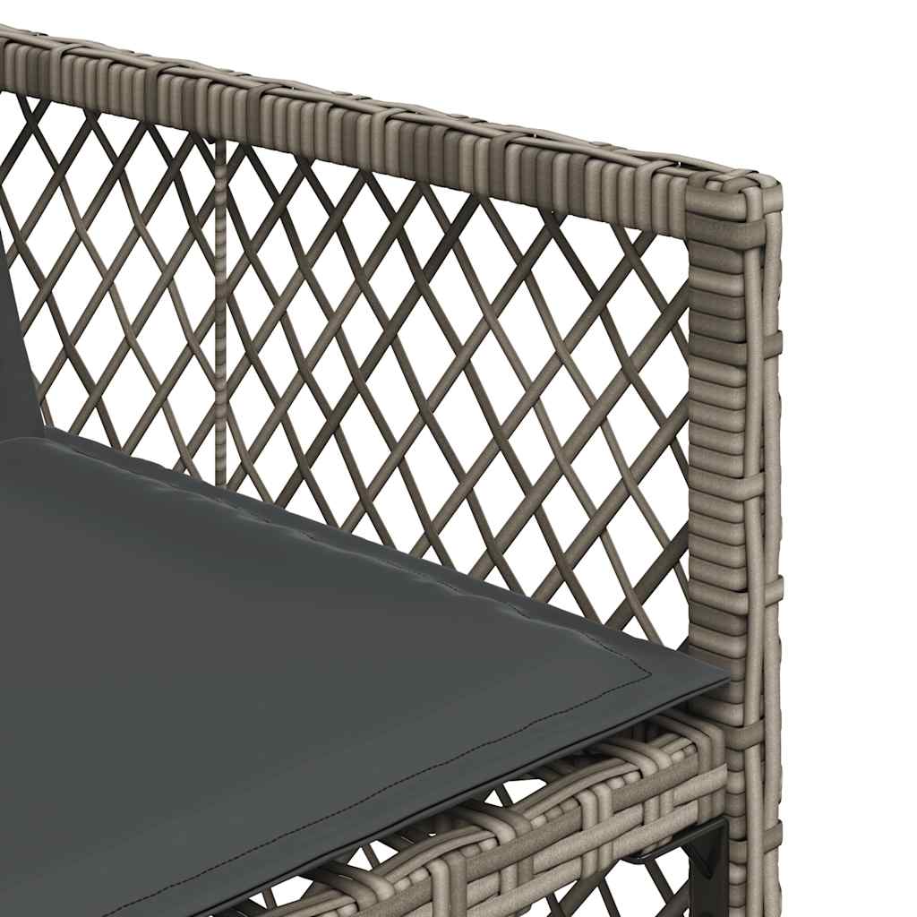 11 Piece Garden Dining Set with Cushions Grey Poly Rattan