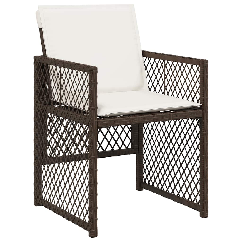 11 Piece Garden Dining Set with Cushions Brown Poly Rattan