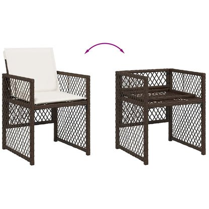 11 Piece Garden Dining Set with Cushions Brown Poly Rattan
