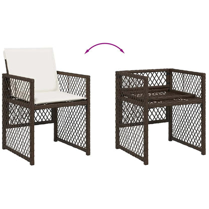 13 Piece Garden Dining Set with Cushions Brown Poly Rattan