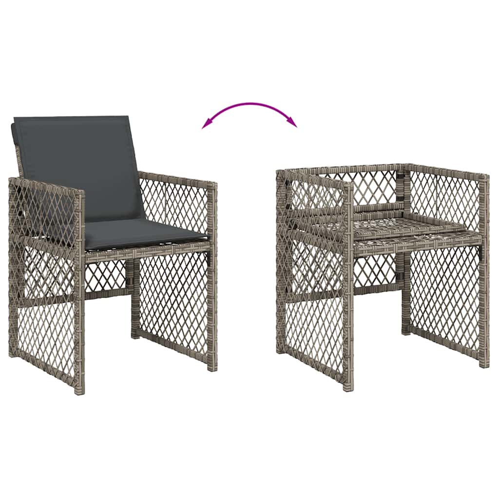13 Piece Garden Dining Set with Cushions Grey Poly Rattan