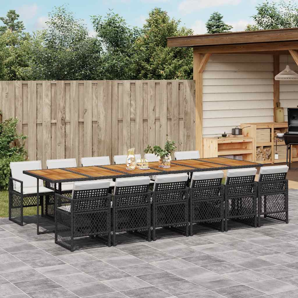 Garden Dining Set Black, Cream White