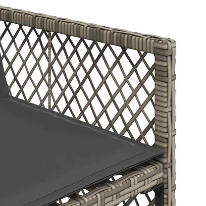 9 Piece Garden Dining Set with Cushions Grey Poly Rattan