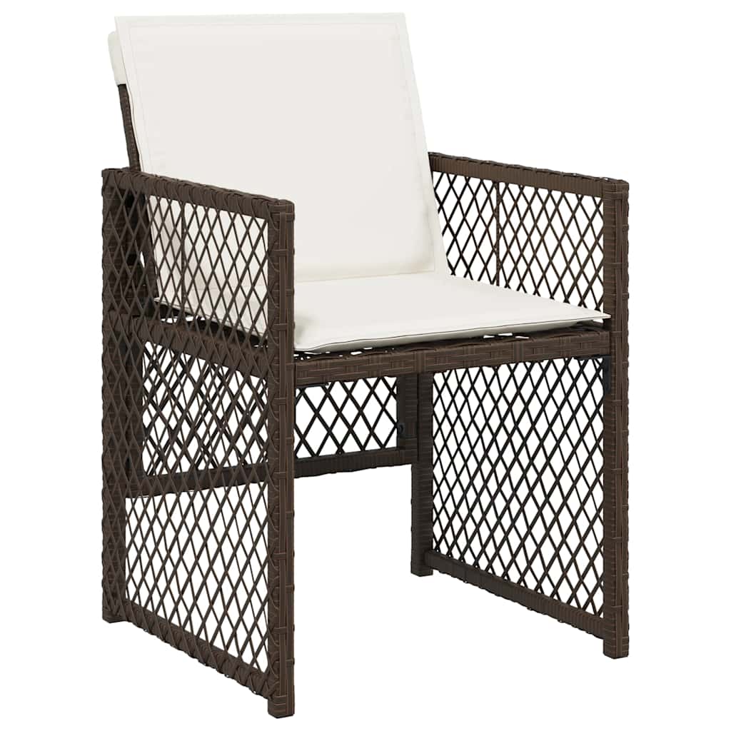 9 Piece Garden Dining Set with Cushions Brown Poly Rattan