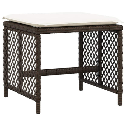 9 Piece Garden Dining Set with Cushions Brown Poly Rattan