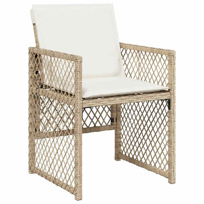 9 Piece Garden Dining Set with Cushions Beige Poly Rattan