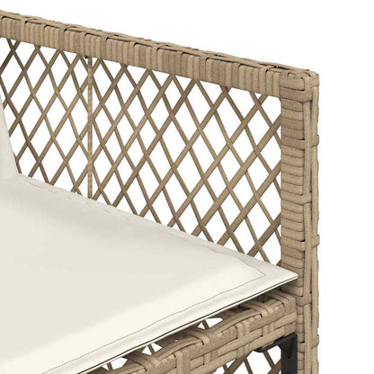 9 Piece Garden Dining Set with Cushions Beige Poly Rattan