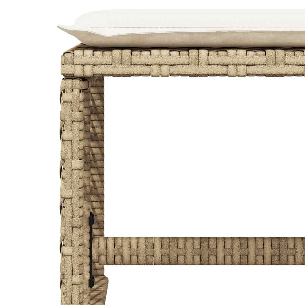 9 Piece Garden Dining Set with Cushions Beige Poly Rattan