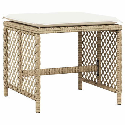 9 Piece Garden Dining Set with Cushions Beige Poly Rattan