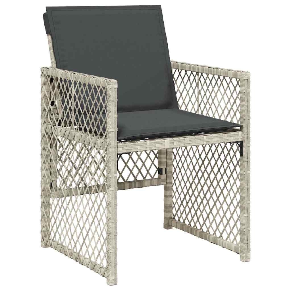 11 Piece Garden Dining Set with Cushions Light Grey Poly Rattan