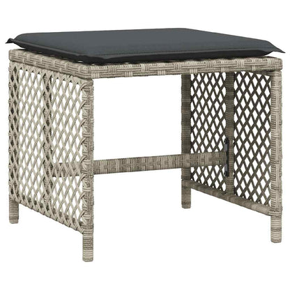11 Piece Garden Dining Set with Cushions Light Grey Poly Rattan
