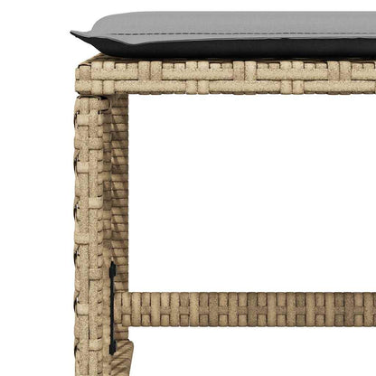 11 Piece Garden Dining Set with Cushions Beige Poly Rattan