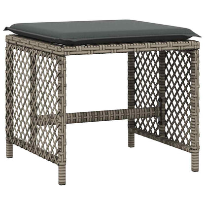 11 Piece Garden Dining Set with Cushions Grey Poly Rattan