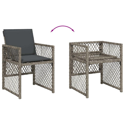 11 Piece Garden Dining Set with Cushions Grey Poly Rattan