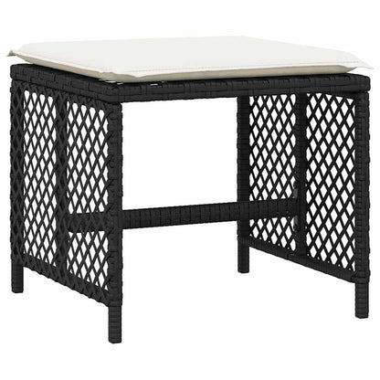 13 Piece Garden Dining Set with Cushions Black Poly Rattan