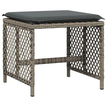 13 Piece Garden Dining Set with Cushions Grey Poly Rattan
