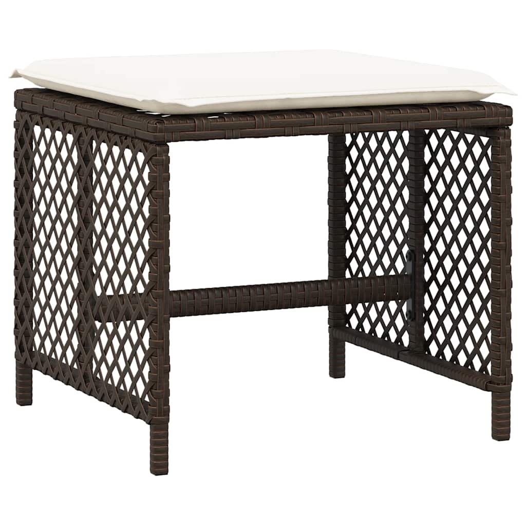 13 Piece Garden Dining Set with Cushions Brown Poly Rattan