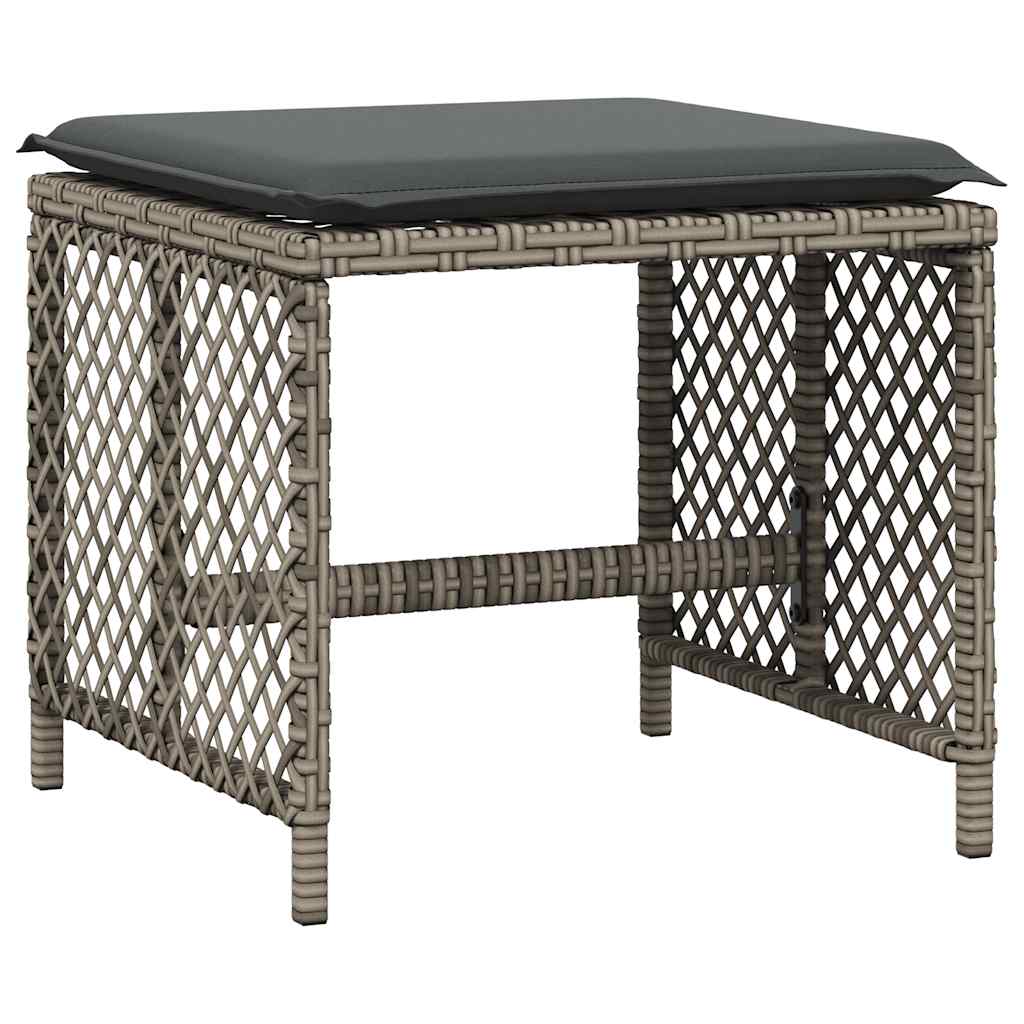 13 Piece Garden Dining Set with Cushions Grey Poly Rattan