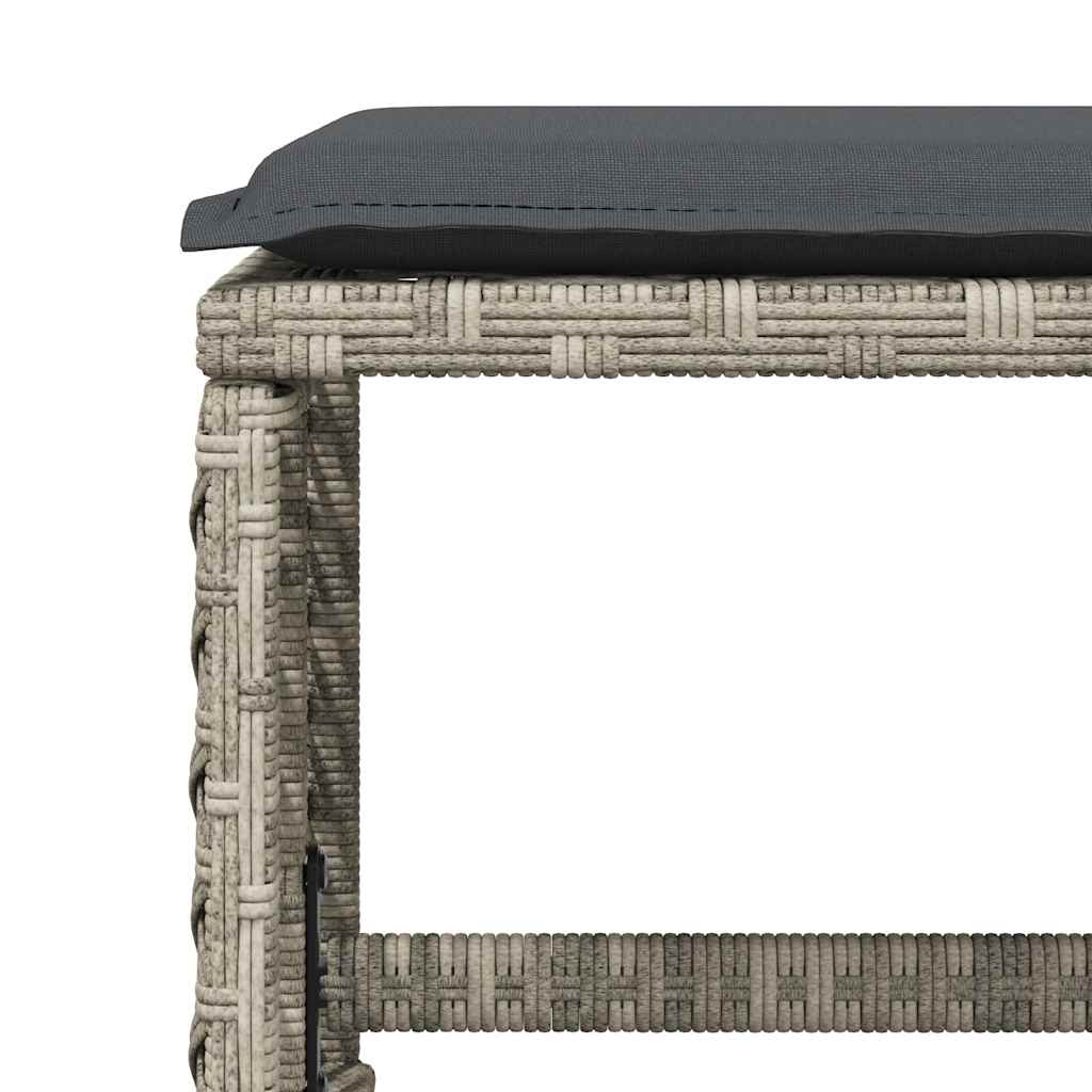 15 Piece Garden Dining Set with Cushions Light Grey Poly Rattan