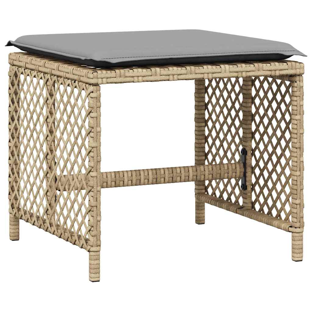 15 Piece Garden Dining Set with Cushions Beige Poly Rattan