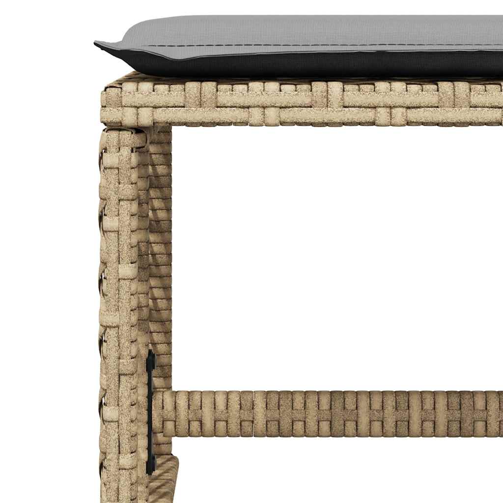 15 Piece Garden Dining Set with Cushions Beige Poly Rattan