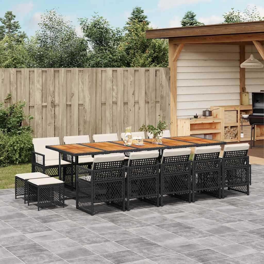 Garden Dining Set Black, Cream White