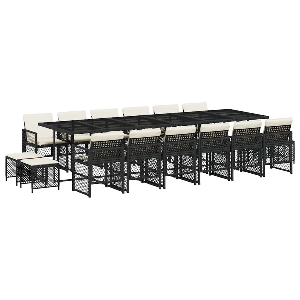 Garden Dining Set Black, Cream White