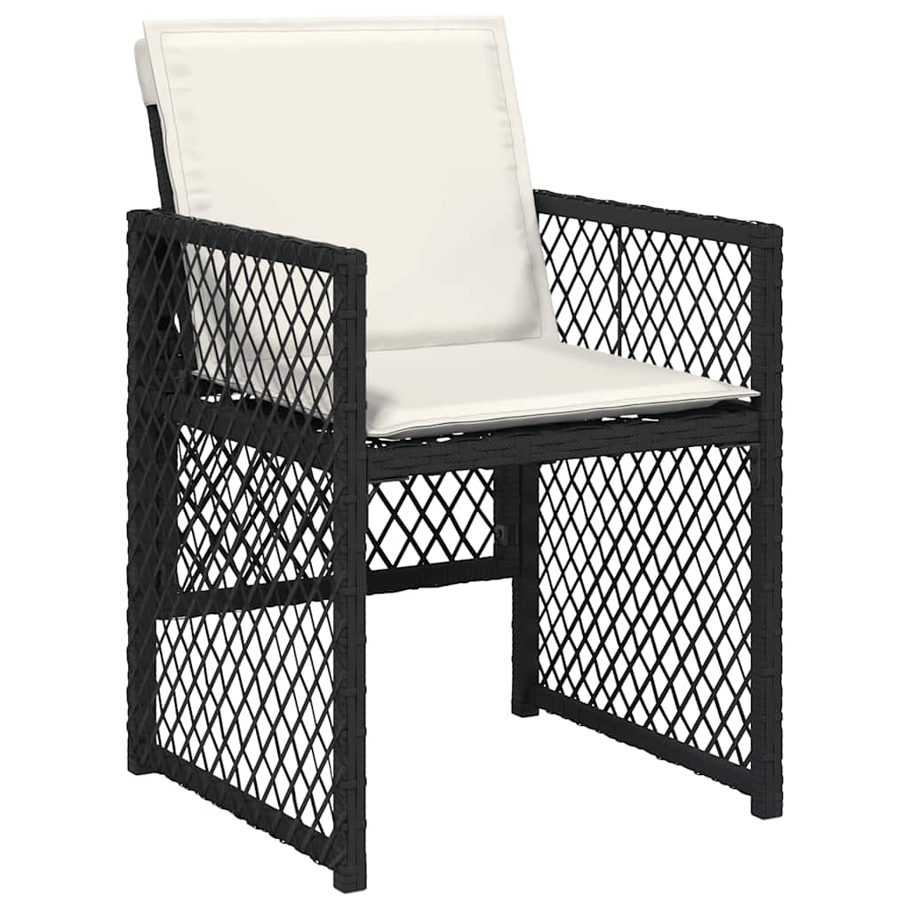 Garden Dining Set Black, Cream White