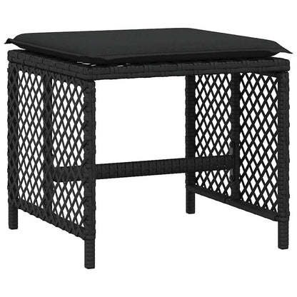 17 Piece Garden Dining Set with Cushions Black Poly Rattan