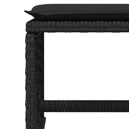 17 Piece Garden Dining Set with Cushions Black Poly Rattan